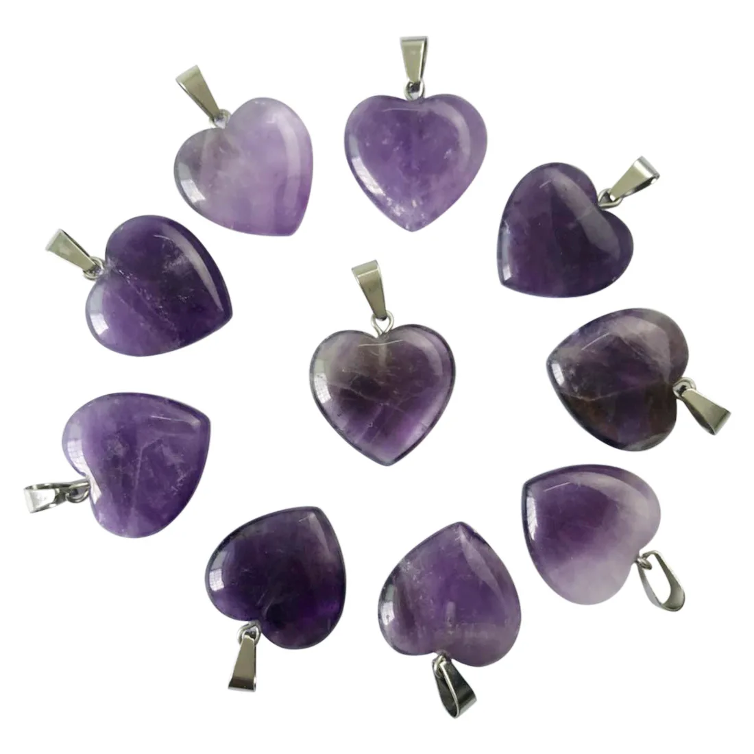 

Wholesale 20mm Amethysts Stone Crystal Love Heart Craft Charms Pendant DIY Necklaces Jewelry Making