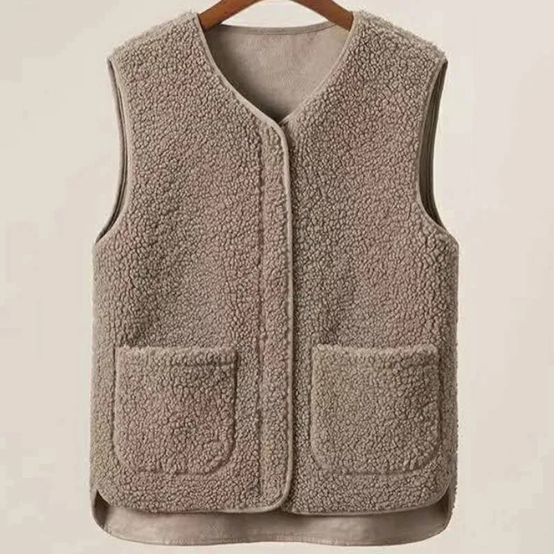 6XL New Lambhair gilet da donna coreano 2023 autunno/inverno Casual gilet allentato canotta donna gilet senza maniche di grandi dimensioni