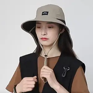 Topi Panama Tahan Air dan Cepat Kering Pinggiran Lebar Musim Panas Uniseks Topi Ember Pelindung Luar Ruangan Topi Matahari Bersirkulasi Jaring dengan Penutup Leher 12 topi tahan air penjualan terbaik - №