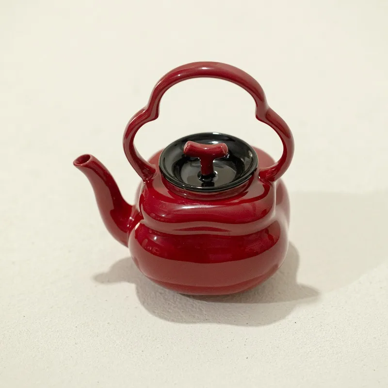 إبريق شاي البرسيمون الأحمر ذو سعة كبيرة طقم شاي الكونغ فو المنزلي صانع شاي السيراميك المتقدم #4