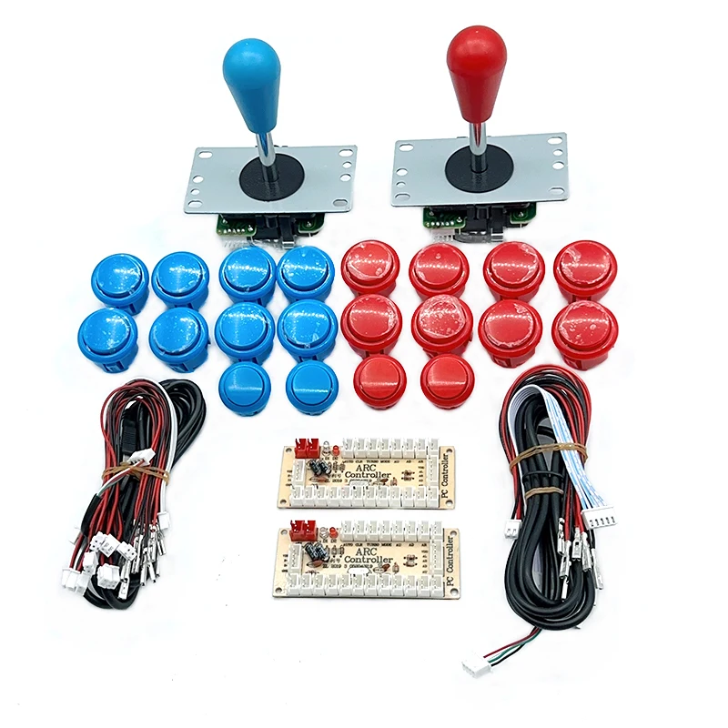 2Player Arcade DIY Kit Zero Delay USB Controller PC 5Pin Sanwa Oval ball Joystick with 30mm&24mm Push Buttons for game console