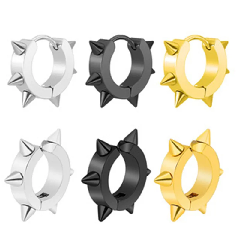 Punk Classic Spike Rivet Tapers Earrings Stainless Steel Simple Geometric Stud Ear Jewelry Party Gifts For Women Girls