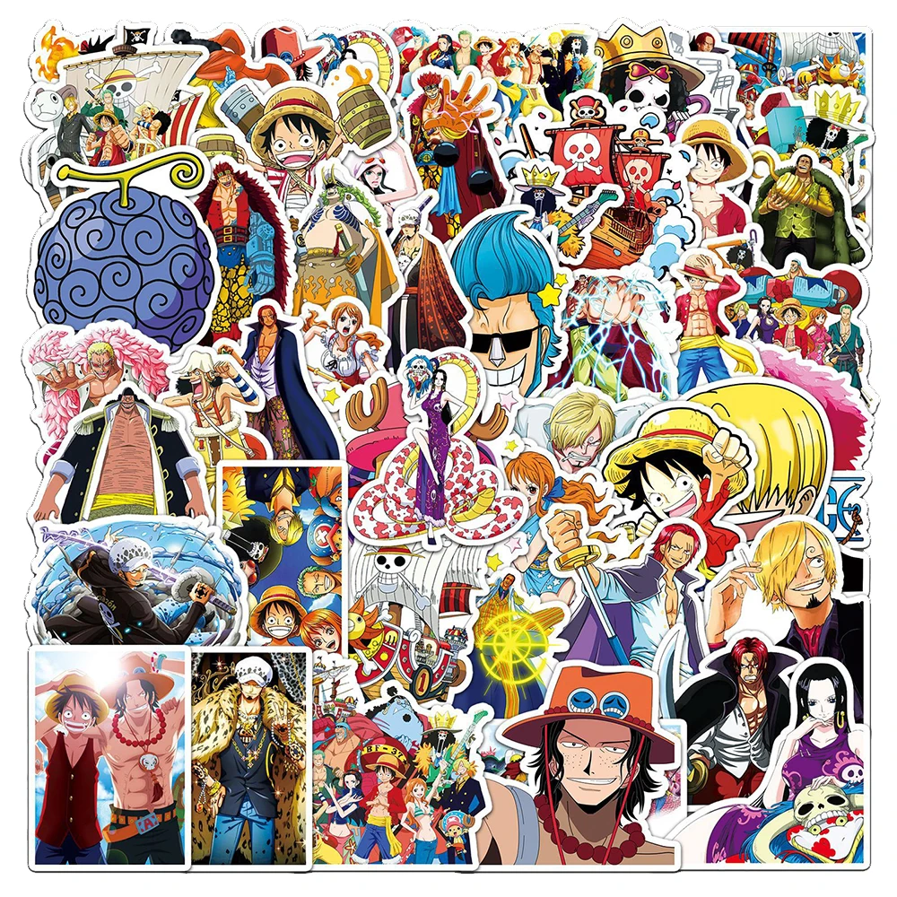 50/100pcs ONE PIECE Anime Adesivi Fresco Del Fumetto Decalcomanie Giocattolo Del Capretto FAI DA TE Cancelleria Valigia Auto Bici Impermeabile Classico Manga adesivo