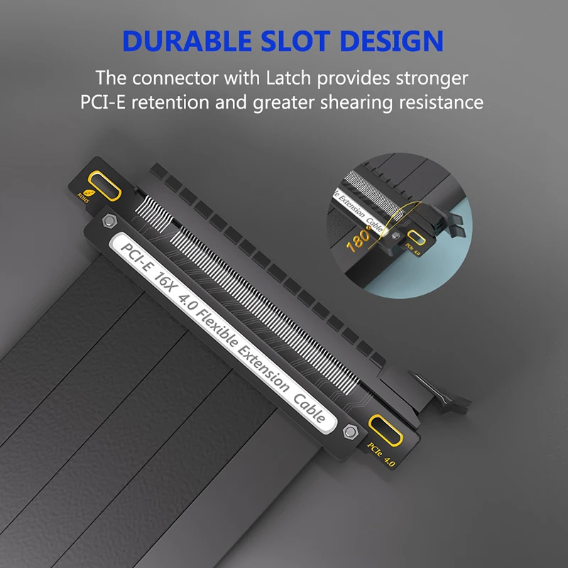 Cable de extensión PCIE X16 180 de alta velocidad, Cable elevador de GPU blindado con puerto PCI Express 16X para tarjeta gráfica GPU, 20cm, 4,0 grados