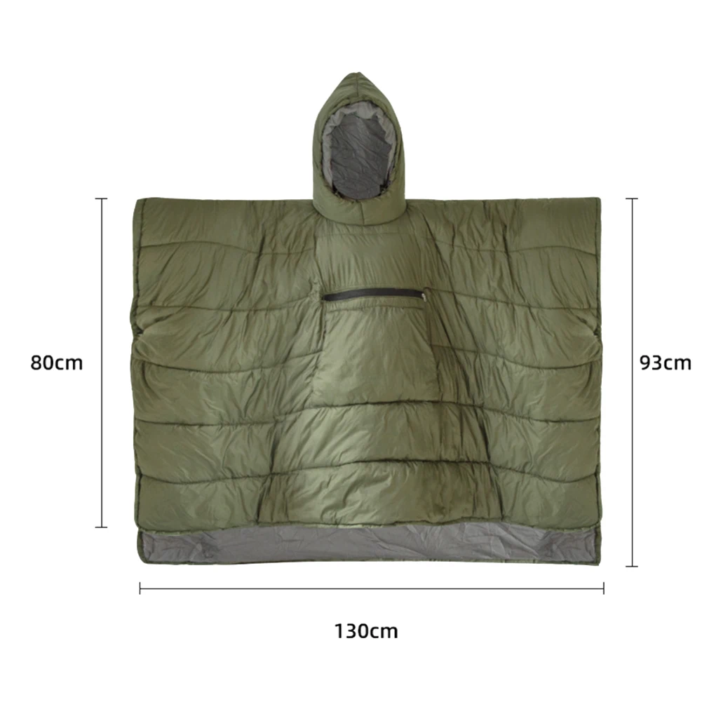 1pc Cloak Warm Wearable Cloak Cotton Poncho Blanket Camping Poncho Sleeping Bag Windproof Cold-proof Self-folding Cotton Cloak