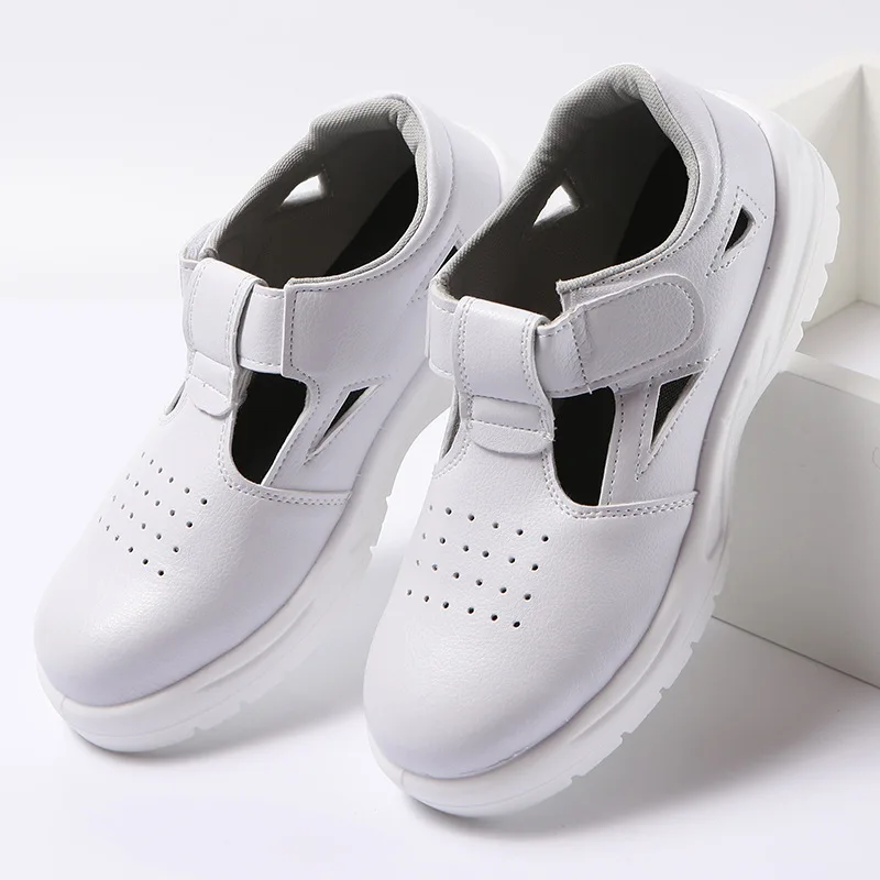large size men fashion steel toe covers working safety shoes summer tooling sandals soft leather worker security boots protect