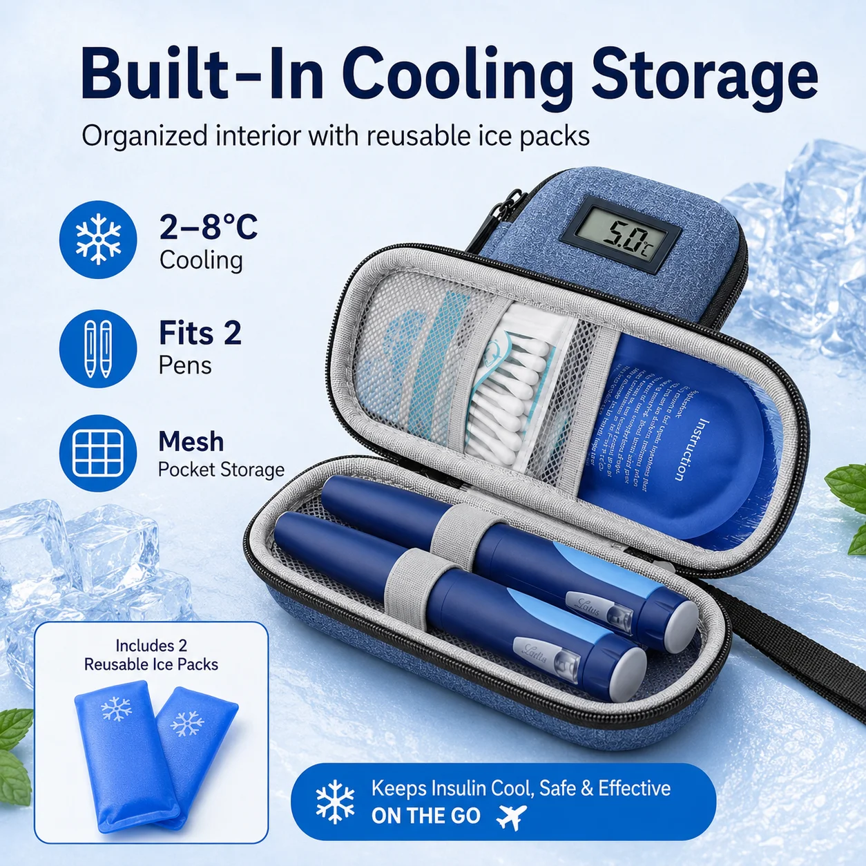 Portable Waterproof Diabetic Insulin Cooling Bag Carry On Medication Protector Mini Refrigerated Drug Freezer Cooler Case with I view 6