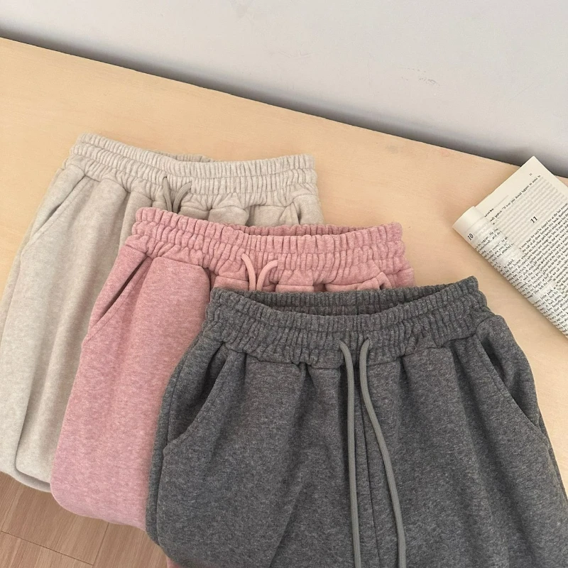 2026 Autumn New Fashion Lazy Loose Design Casual Sweatpants Two-piece Set Korean Fleece Stand Up Collar Sweatshirt Set for Women