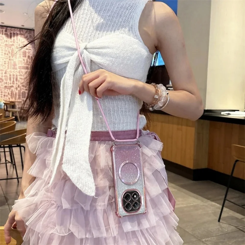 حافظات مغناطيسية شفافة لهاتف Google Pixel 9 9A 9 Pro XL غطاء قلادة بحبل كروس