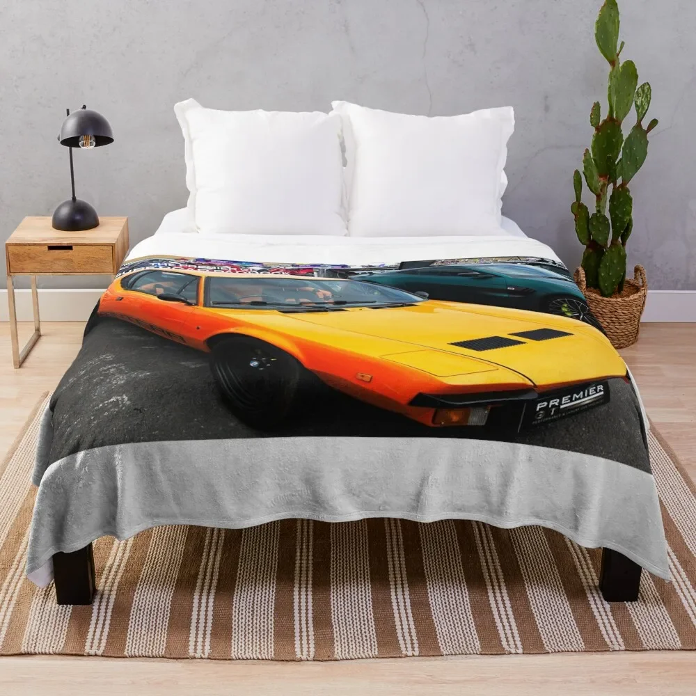 

Classic De Tomaso Pantera in Orange Throw Blanket Cozy Home Blanket Gift for Christmas Holiday
