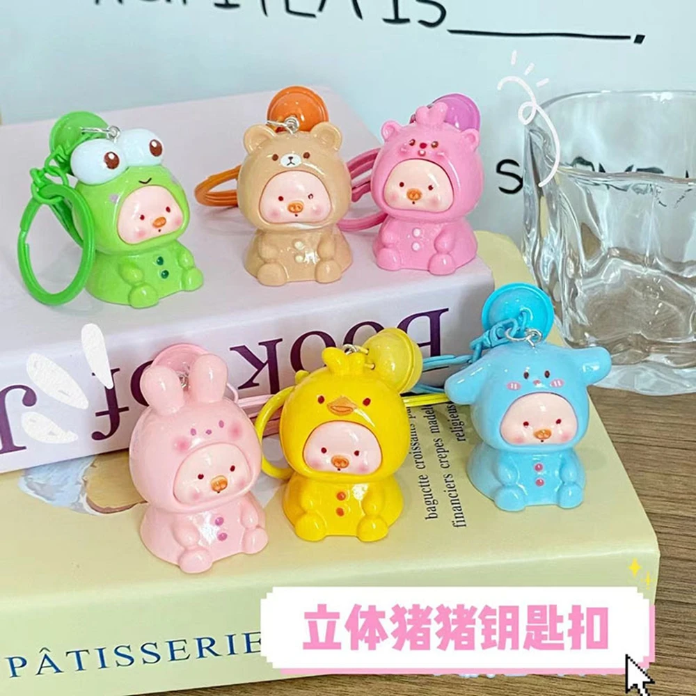 

New Kawaii Soft Cute Hat Cartoon Animal Series Keychain Women's Charm Car Key Ring Student Cute Backpack Decoration Girl Gift