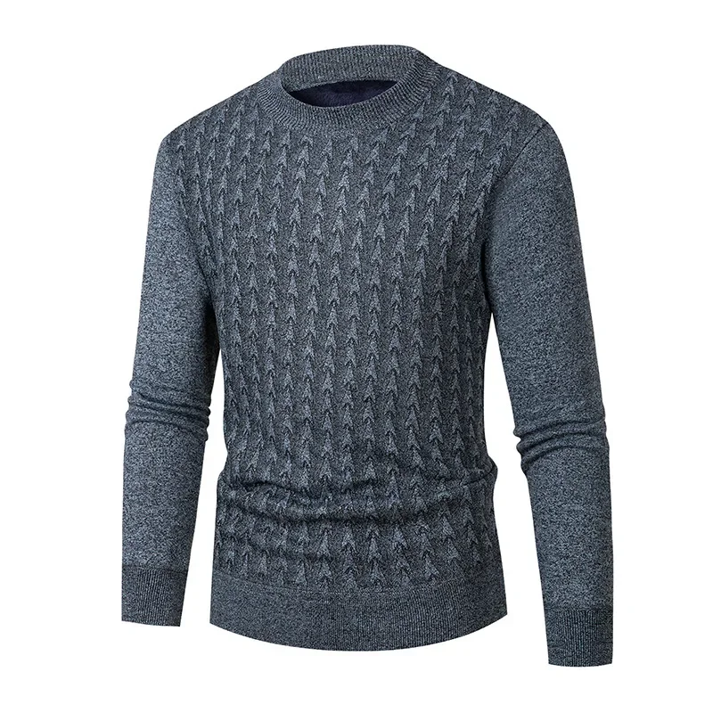 

2023 Men's New Thick Round Neck Sweater Middle-aged Men's Knitwear Sweater Warm Top Bottom Sweater