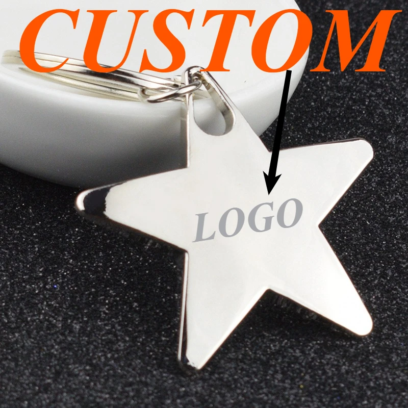 1pc Custom Keychain Personalized Metal Creative Pentagram Pendant Customized Key Ring Car Accessories Gift Wholesale
