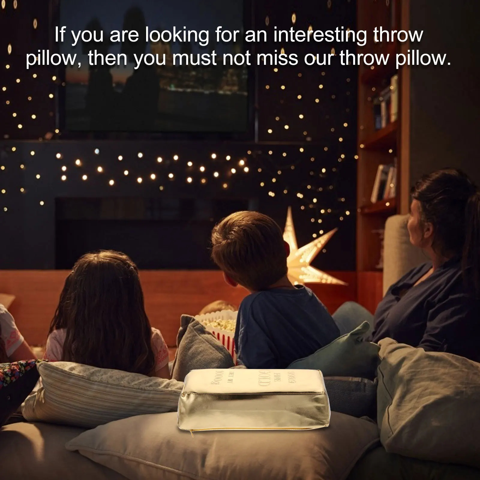 

1Pcs Simulation Gold Brick Pillow Funny Practical PU Waterproof Cushion for Office Home Car Sofa Portable with