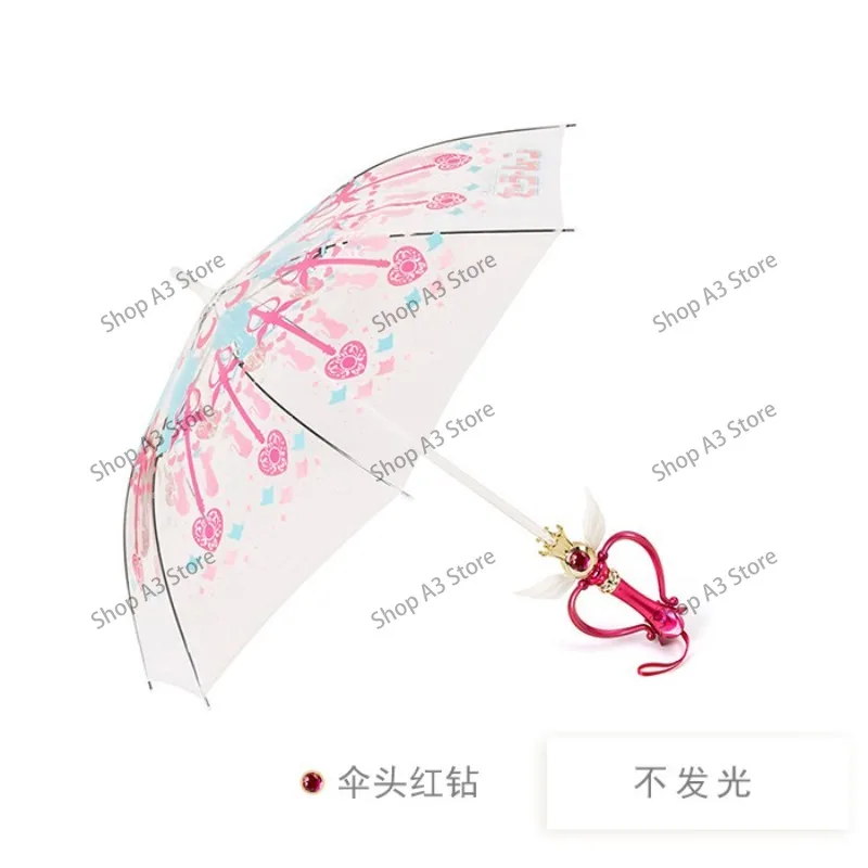 Glowing Sailor Moon Umbrella Hand Painted Sakura Magic Wand Transparent Princess Cute Anime