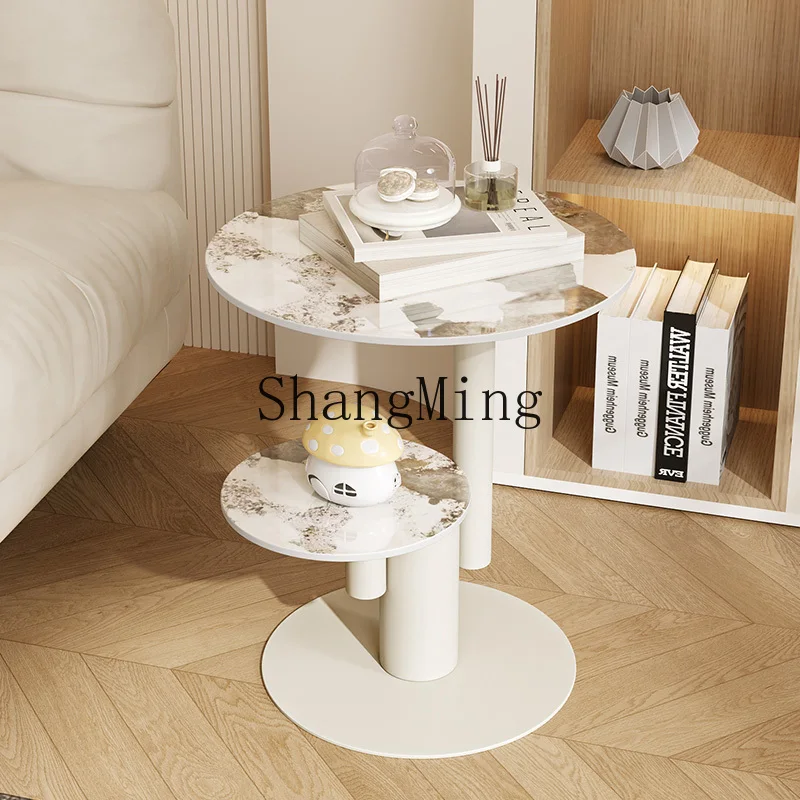 Tmj mesa de centro sala de estar sofá laje de rocha mesa de canto italiana simples luz mesa de luxo pequena redonda
