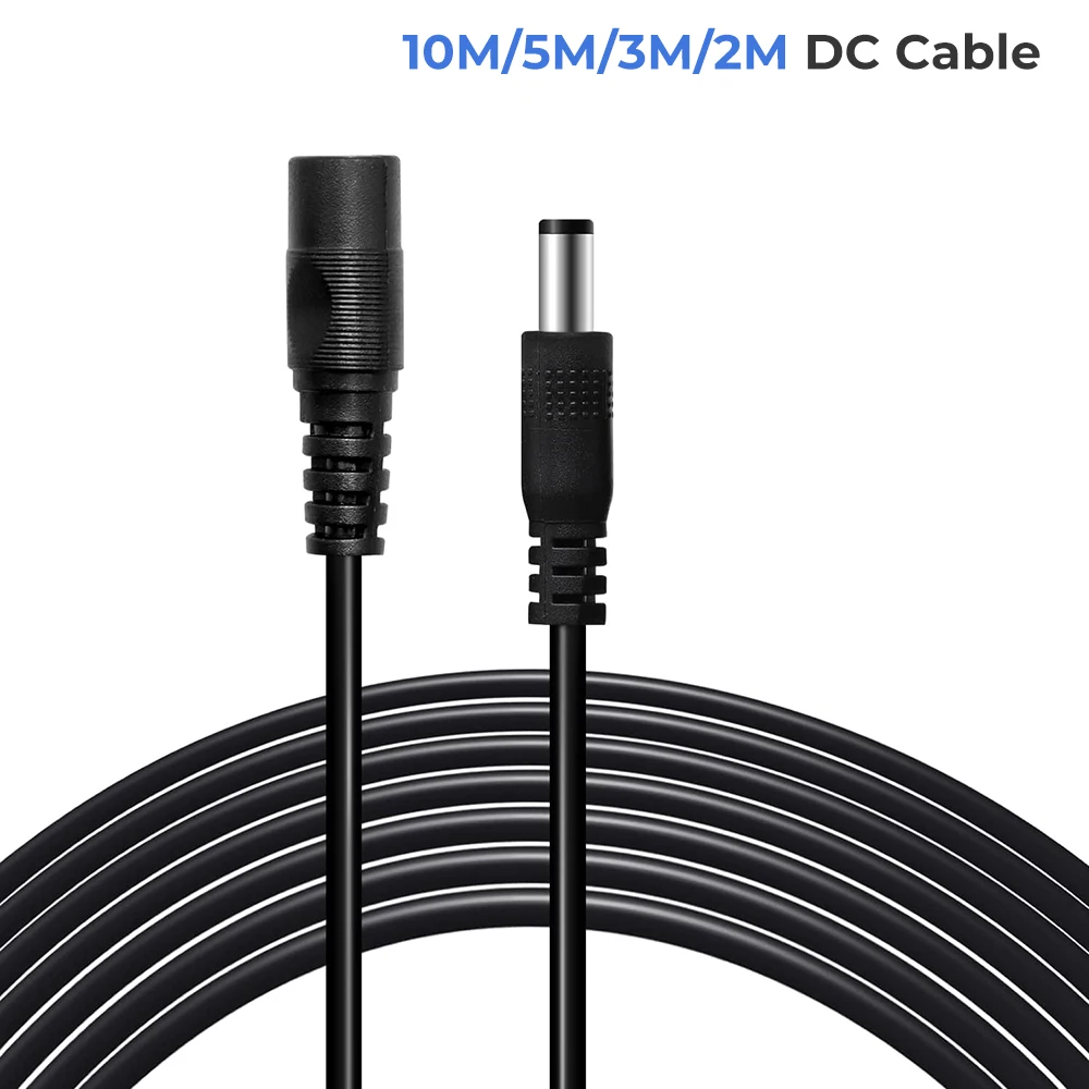 DC Power Extension Cable 2/3/5/10 Meters Charger Extension Cord 2.1mmx5.5mm 12V DC Power Adapter Wire for Security Cameras & DVR