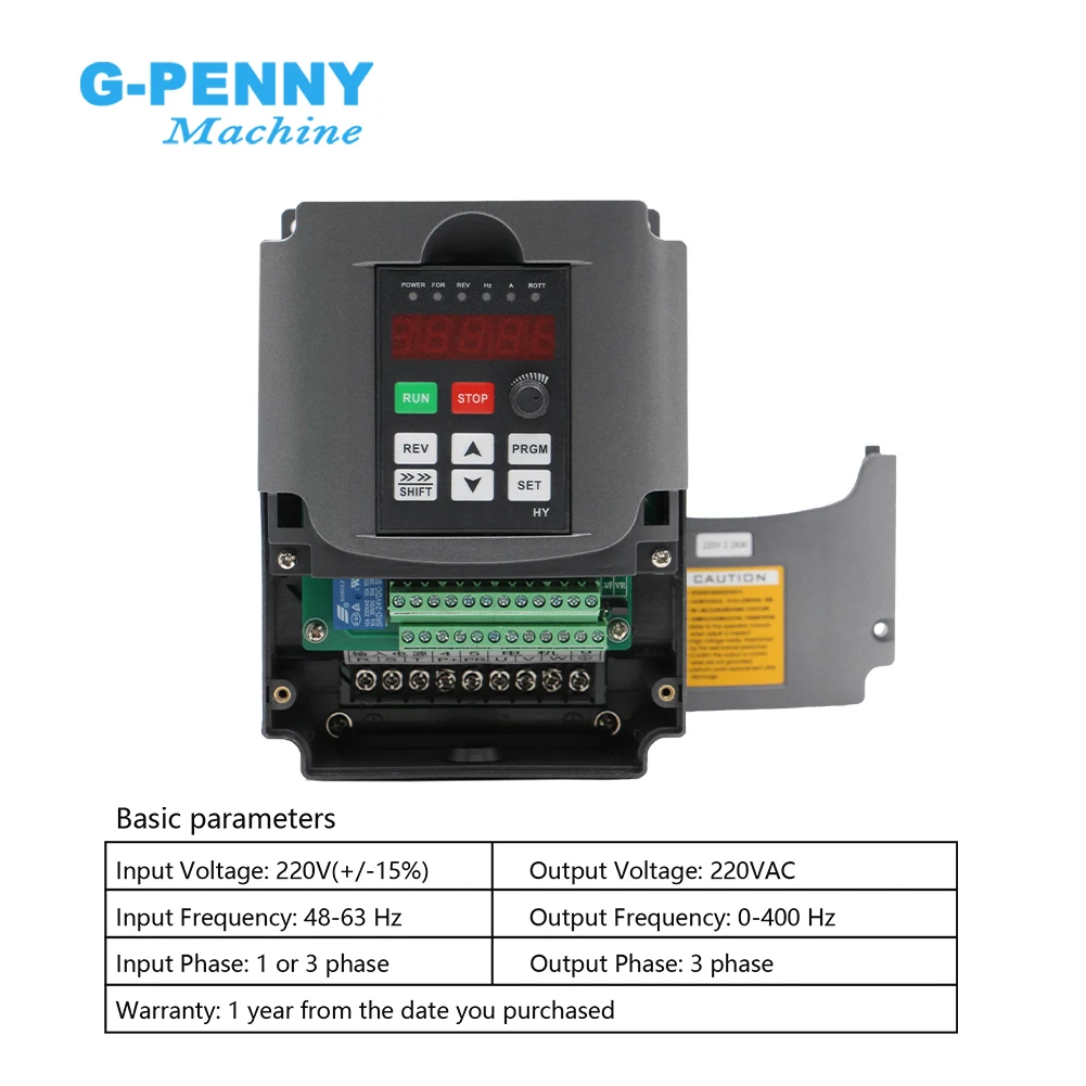 Huanyang 220v 2.2kw inverter CNC spindle motor speed control 110v / 380v 2.2kw VFD Variable Frequency Drive 0-400Hz 3P output