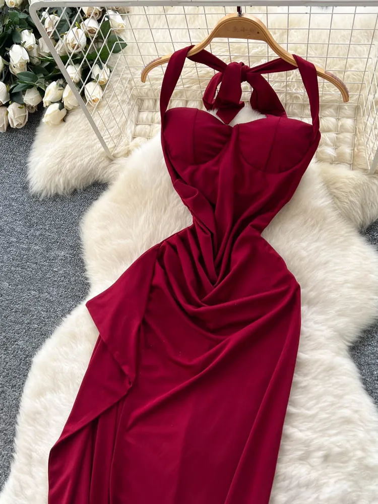 تنورة نسائية صيفية طويلة مثيرة من Dr بخصر عالٍ على شكل حرف a معلقة بحزام جانبي وفتحة جانبية للفتيات الساخنة من ألياف البوليستر No Sve Standa... #2