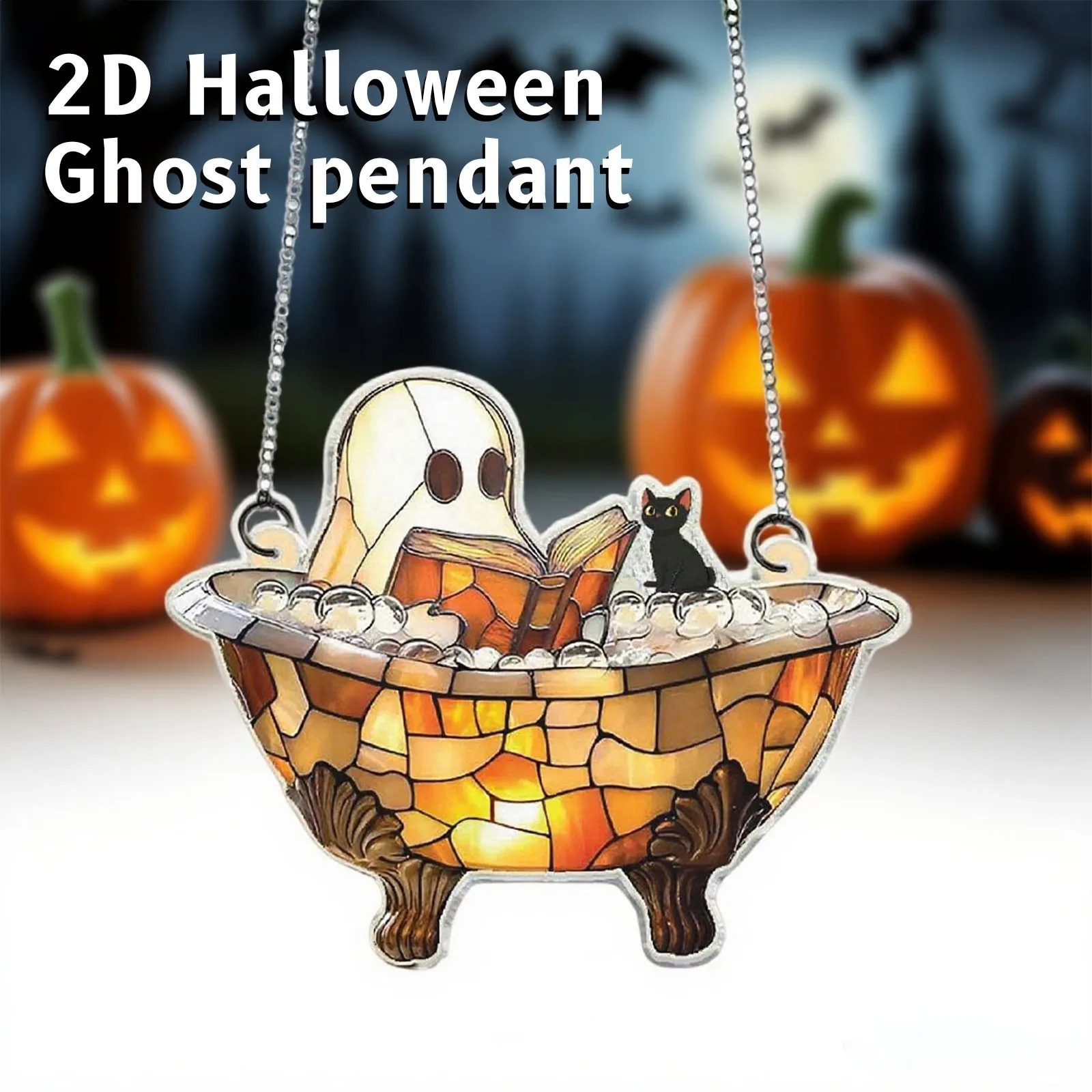 عيد الميلاد الديكور قلادة شجرة عيد الميلاد العلامة موضوع حزب الحرف زخرفة هالوين شبح 2d شقة الاكريليك الحرف عطلة أتموس #6