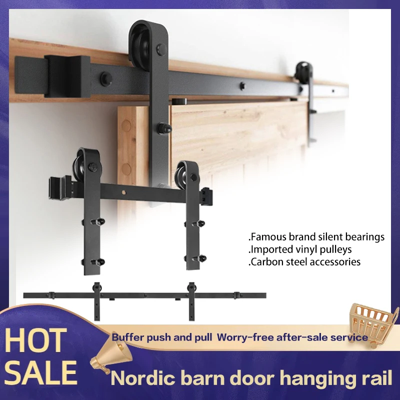 

Damping Buffer Barn Door Hanging Rail Track Barn Door Hanging Wheel Hardware Accessories Kitchen Door Sliding Door Slide Rail