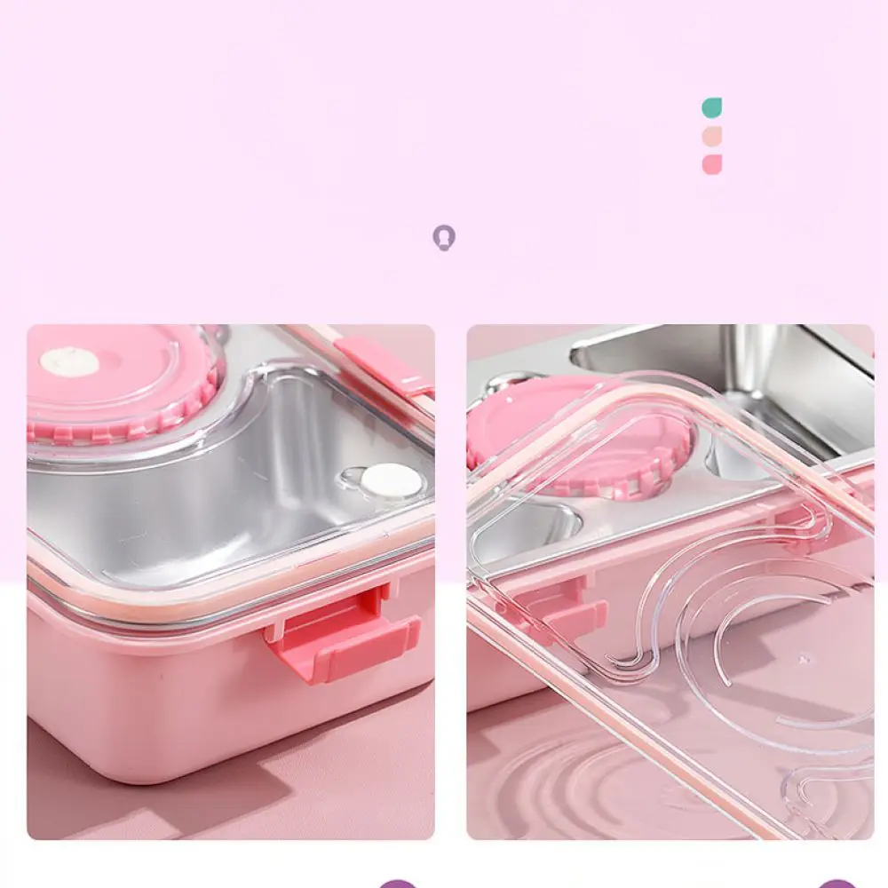 Modern Stainless Steel Bento Box For Lisheng Food Container Four Grid Thermal Lunch Case Portable Office Student Kitchen