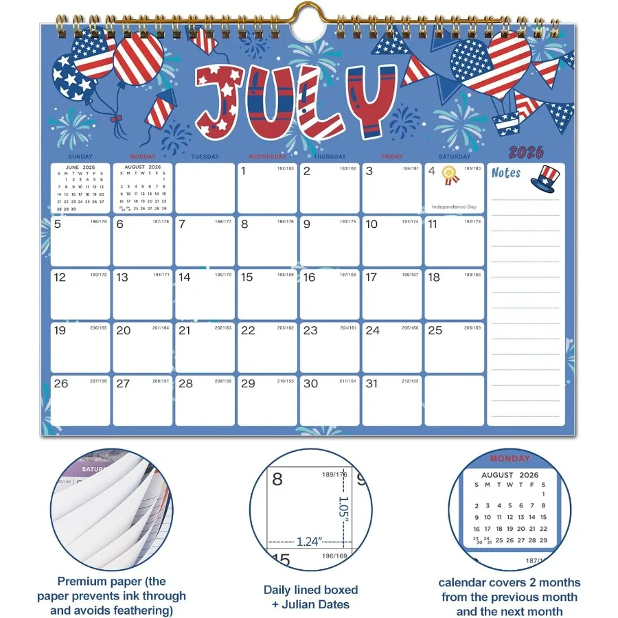 20252026 تقويم 18 تقويم حائط شهري يوليو 2025 ديسمبر 2026 8.5 "× 11" تقويم 2026 مع خطاف تعليق TwinWire #4