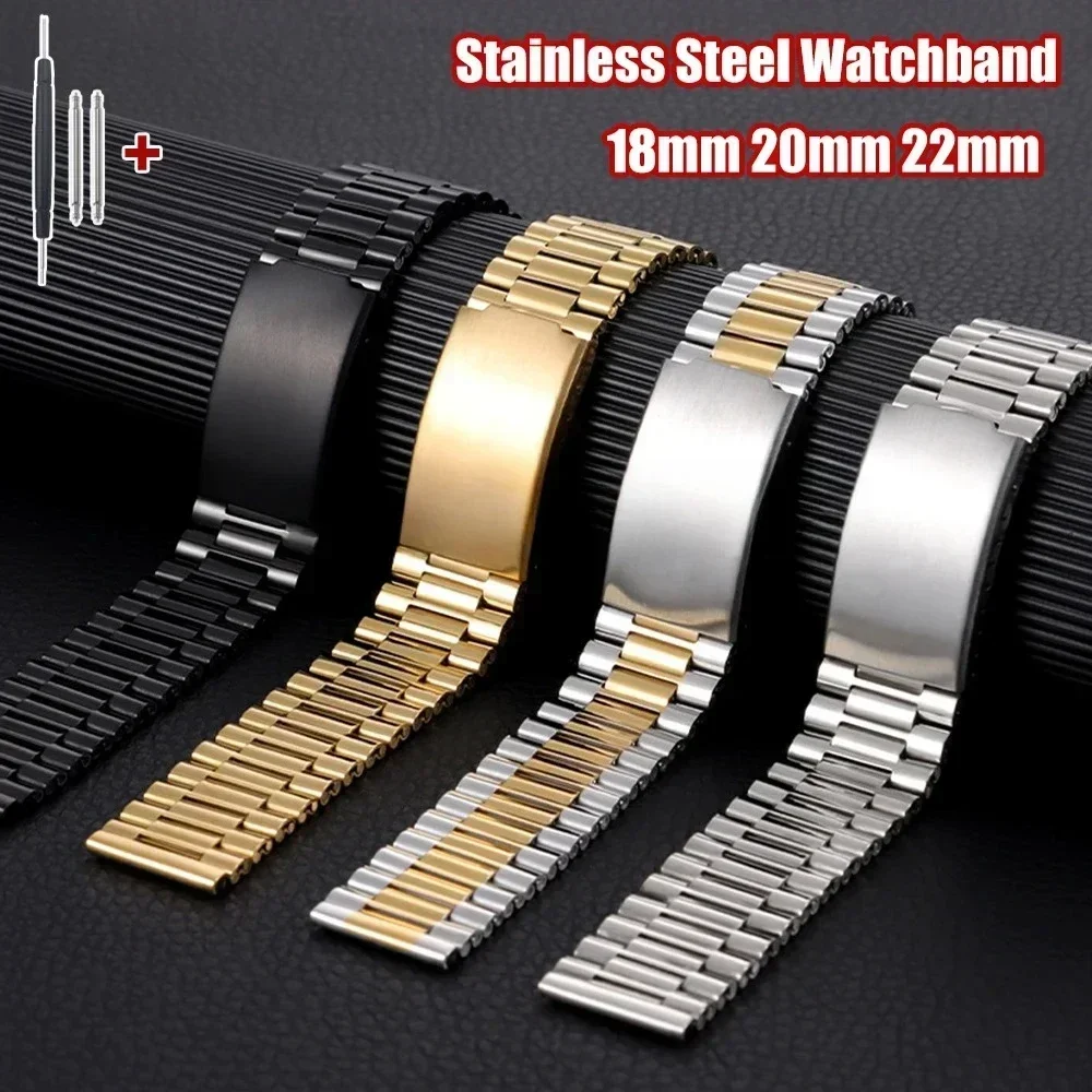 Universelles Metall-Uhrenarmband 18mm 20mm 22mm Business-Armband für Smartwatch Edelstahlband Herren Damen Uhrenzubehör
