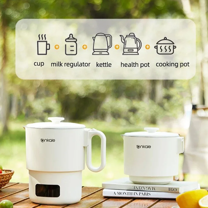 800ML Foldable Electric Kettle Portable Travel Split-Type with Adjustable Temperature Heating Cup Cooking Pot 100V-240V