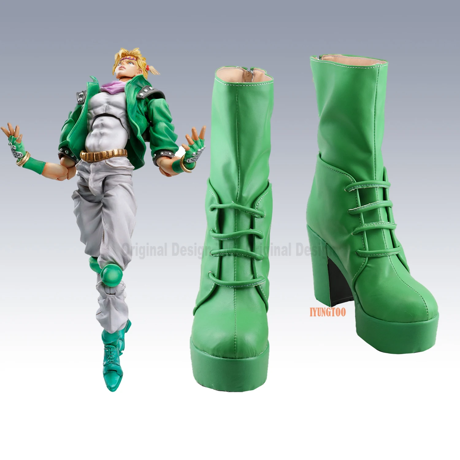 

JJoJo's BBizarree Adventure Caesar Anthonio Zeppeli Green Characters Anime Costume Prop Cosplay Shoes Boots