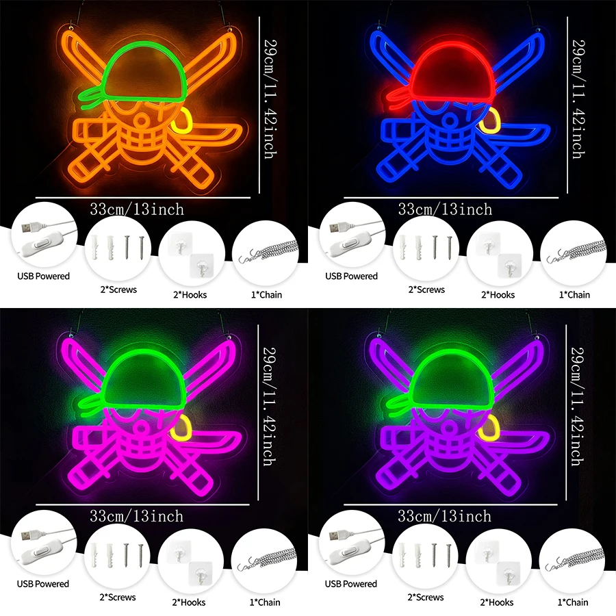 Animation Led Neon Sign, Pirate Kings Skull Icon, Suitable For Bedroom, Game Room, Man Cave Decor, Teenagers' Birthday Gifts.