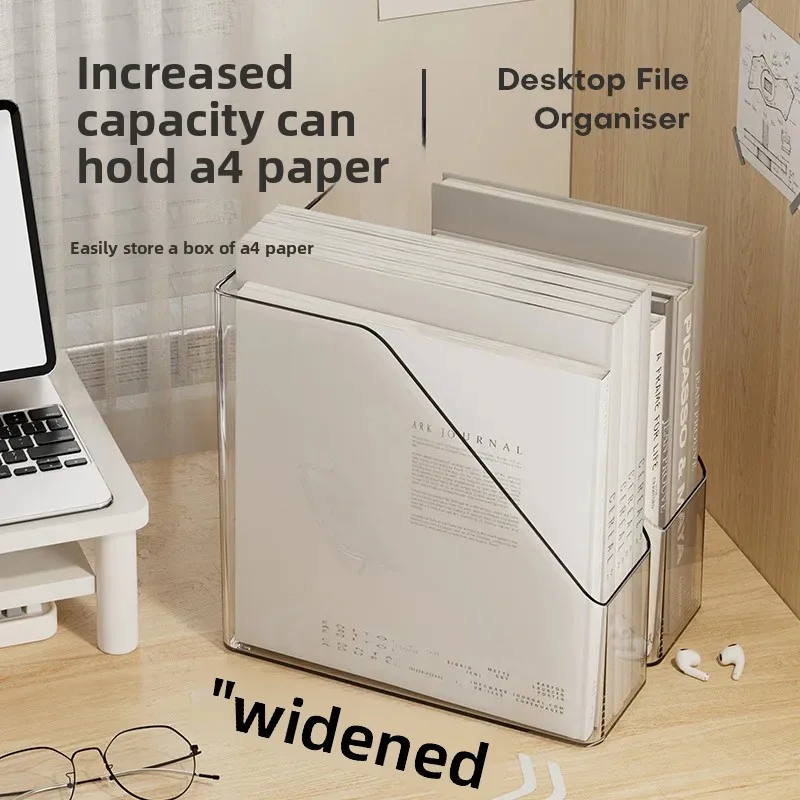 Estante organizador de escritorio acrílico transparente, soporte para libros, soporte de papel para oficina, mesa de clasificación A4, estante de almacenamiento, exhibición de joyería