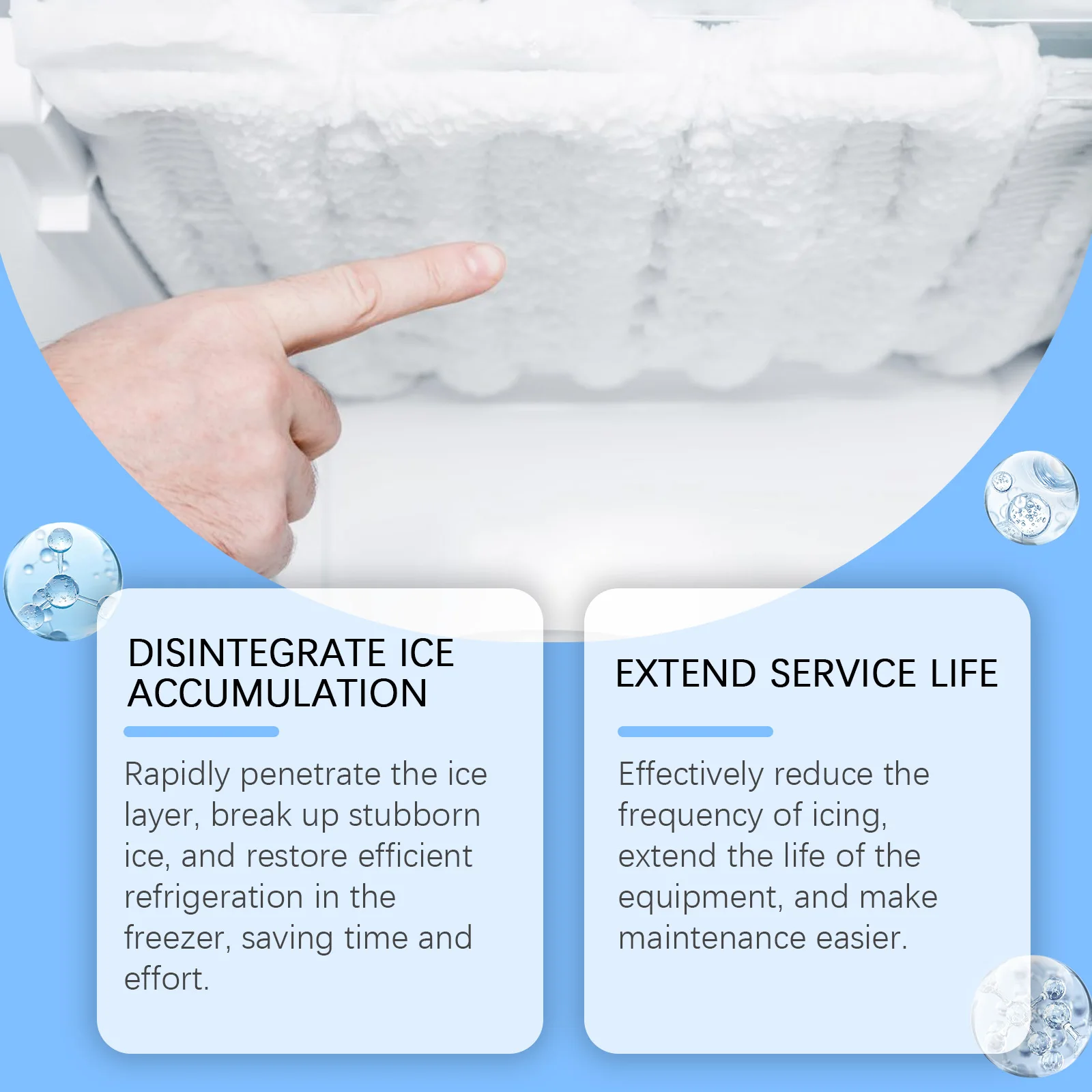 Refrigerator De-icer Spray - Fast-Acting Formula for Effortless Ice Removal, Defrosting and Anti-Freeze Protection