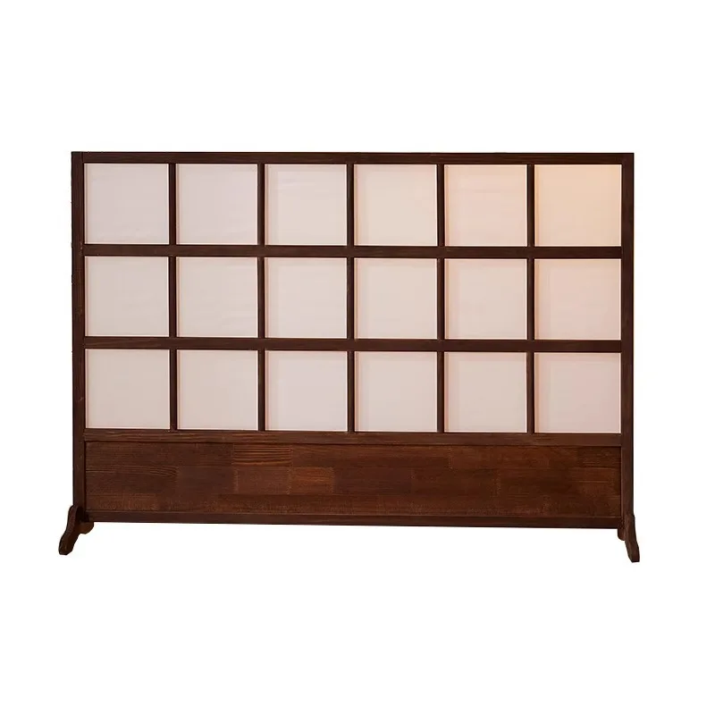 New Chinese screen retro partition living room solid wood foldable simple bed and breakfast bedroom cover thick frame folding sc