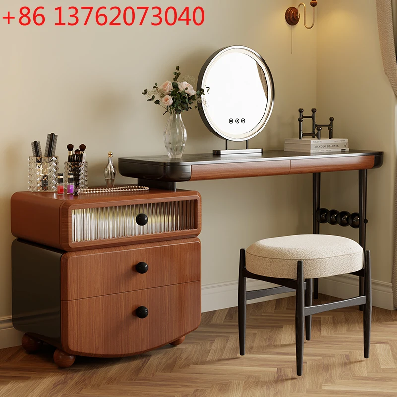 

Medieval dresser French retro bedroom high-end solid wood retractable makeup table
