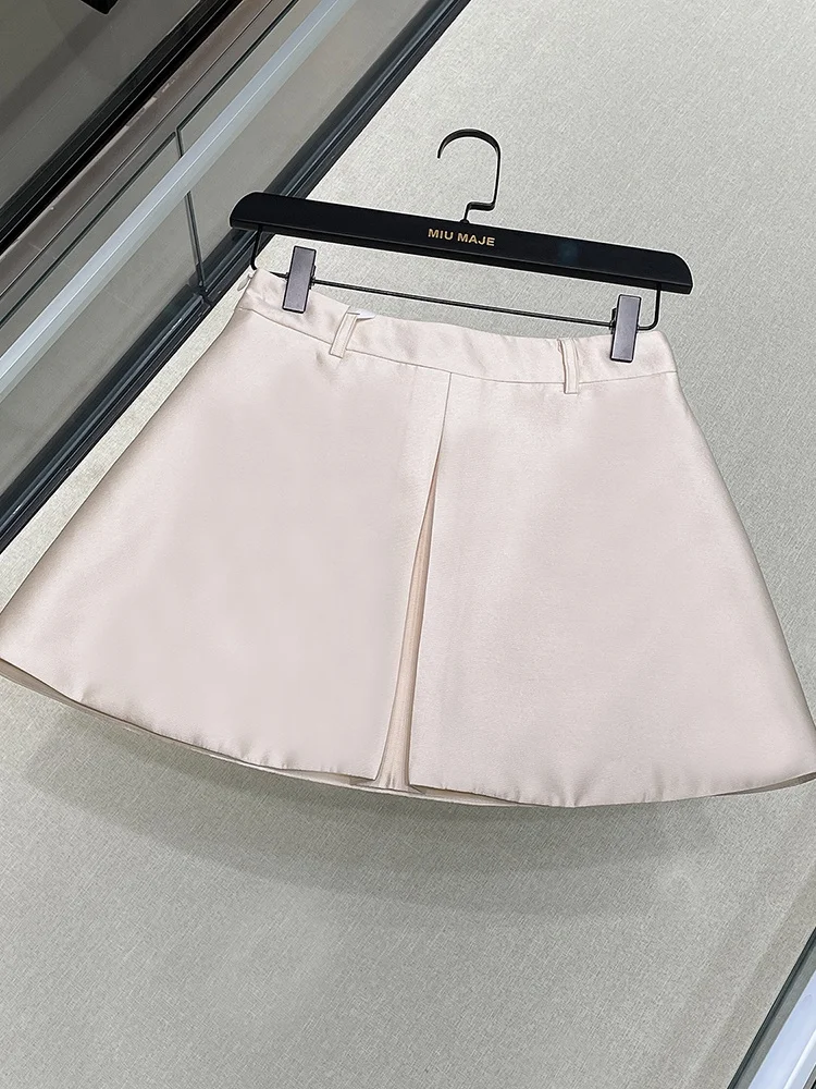 

High-End Summer 2024 Women's Cotton ter Ne Dr Versatile Clean Lines A-Line Skirt Commute Sle Pure Color