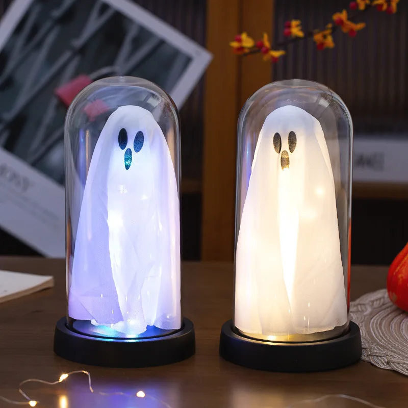 Halloween Ghost with Floor Lights Glass Cover Creative Decorative Ornament Ornament Atmosphere Ghost Festival Horror Night Lamps