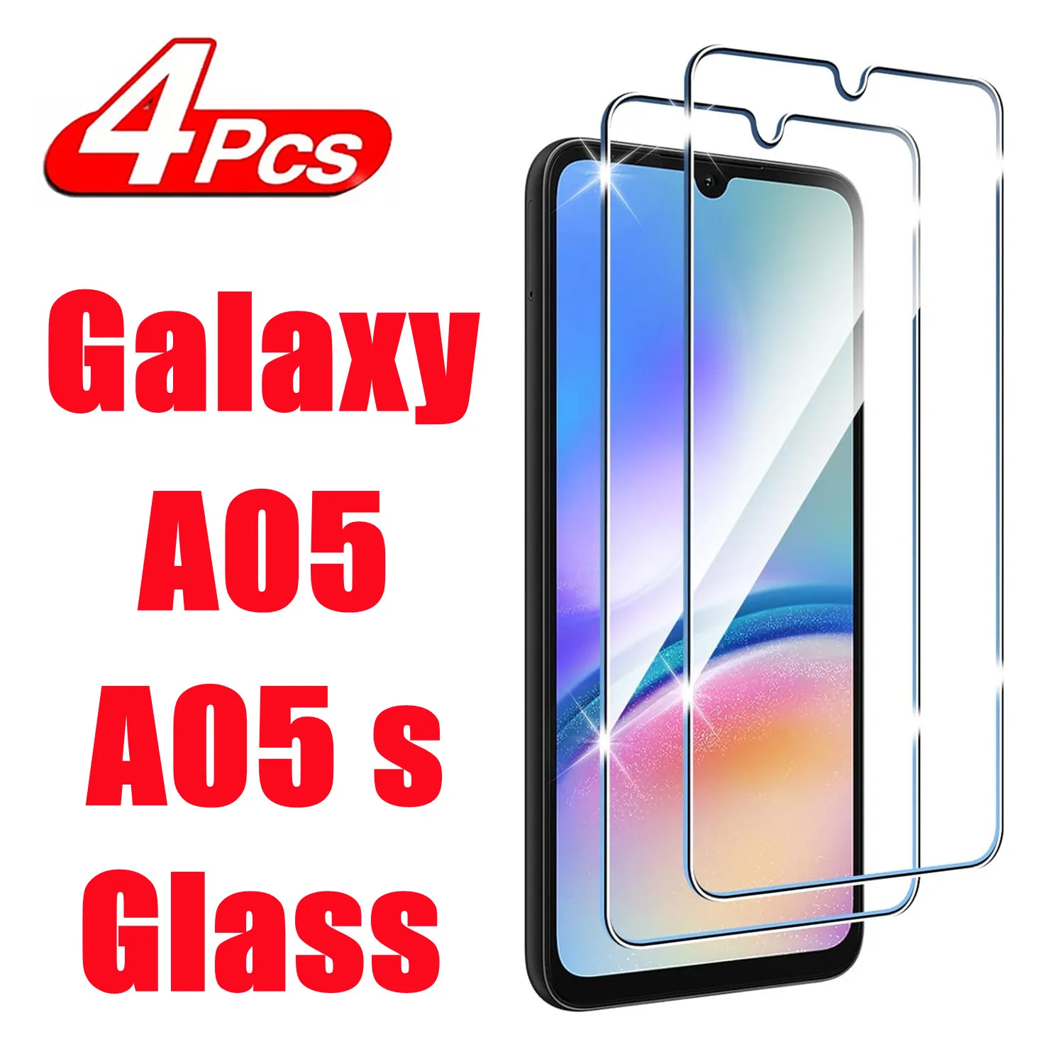 กระจกเทมเปอร์สำหรับ Samsung Galaxy A05 1/2ชิ้น A05s อุปกรณ์ป้องกันหน้าจอ