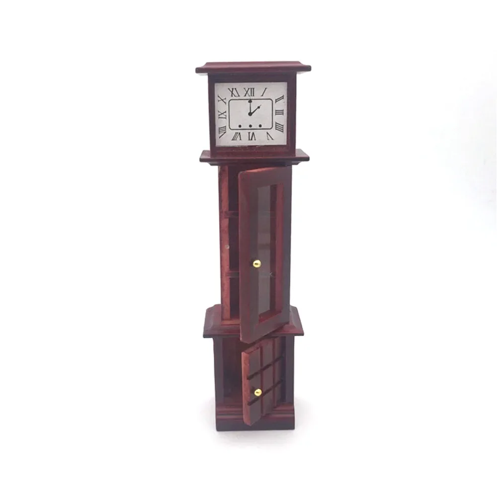 1/12 Dollhouse Miniature Accessories Mini Wooden Vintage Clock Model Simulation Furniture Toys for Doll House Decoration