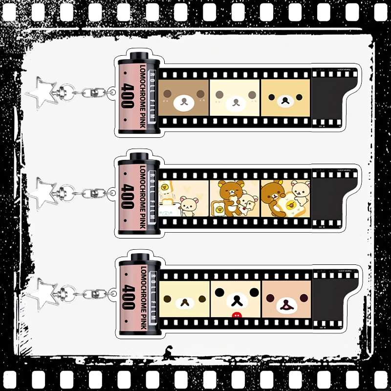 

Аниме Rilakkuma, мультяшная камера, пленка в рулонах, акриловый брелок, очаровательный рюкзак для девочек и мальчиков, брелок для ключей, кольцо, ювелирные изделия, подарки