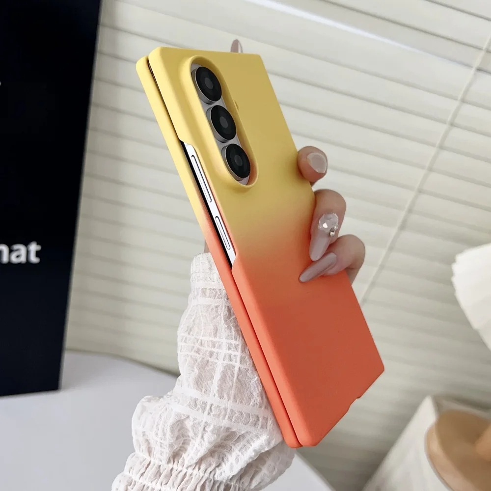 ไล่โทนสีที่มีสีสันอัลตร้าบางฮาร์ดพีซีกรณีสําหรับS Amsung G Alaxy Z Fold7 6 5 4 3 5กรัมกันกระแทกฝาครอบป้องกันสําหรับZFold 7 6 5