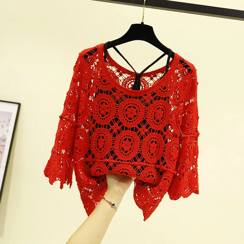 2023 Summer Clothes Blouse Thin Lace Women's Skirt with Loose Sweater Blusas Clothes for Women Tops Shirts Blouses