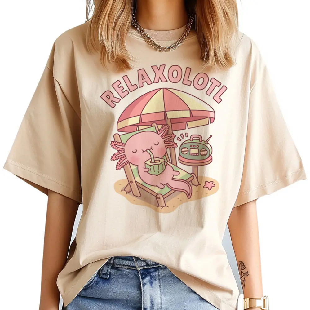 Axolotl top tees teen Breathable Pastel University 80s t-shirt Pop Culture graphic Vintage Pastel Graphic 2000s