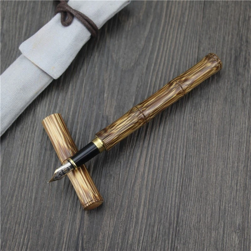 bamboo-fountain-pen-classic-design-05mm-f-tip-large-capacity-calligraphy-pen-school-student-writing-stationery-fast-shipping