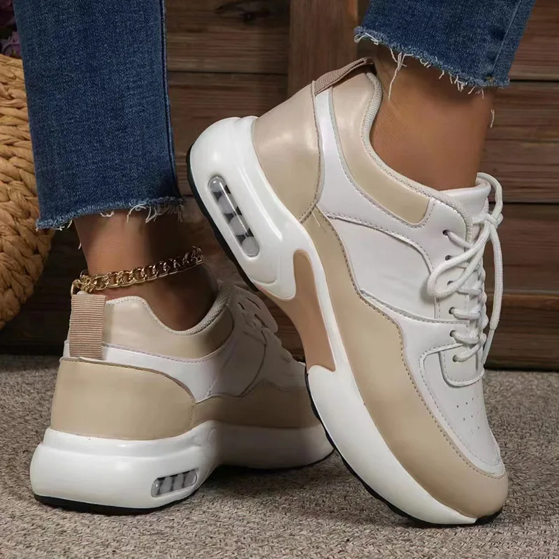 Vrouwen Mode Dikke Sneakers Vrouwen 2023 Herfst Platform Sportschoenen Vrouw Dikke Onderkant Veterschoenen Gevulkaniseerde Schoenen Plus Size