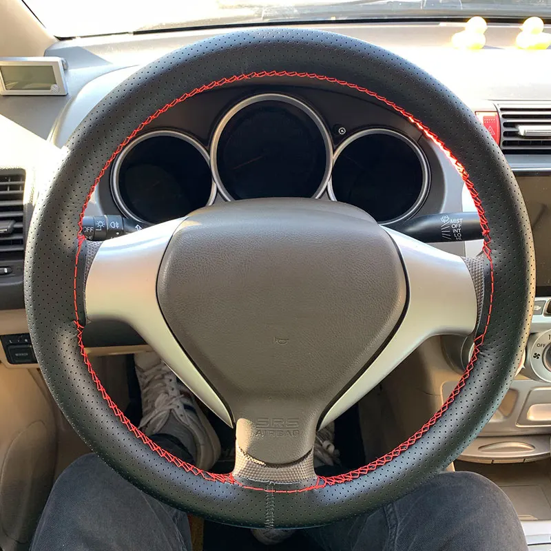 

Оплетка на руль, чехол на руль автомобиля с иглами и нитками, перфорированная кожа, диаметр 38 см, автомобильные аксессуары