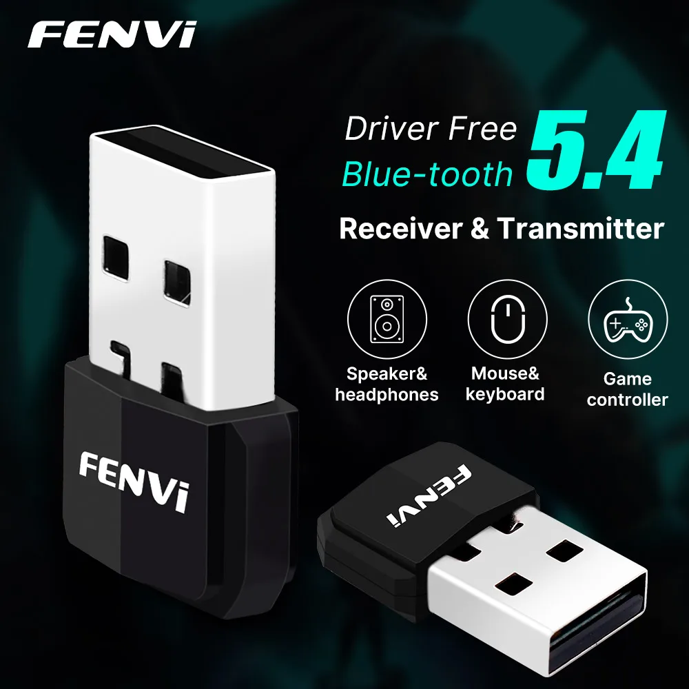 FENVI USB Bluetooth 5.4 5.3 Adapter Dongle for PC Transmitter Wireless Speaker Bluetooth 5.0 Driver Free For Win 10/11