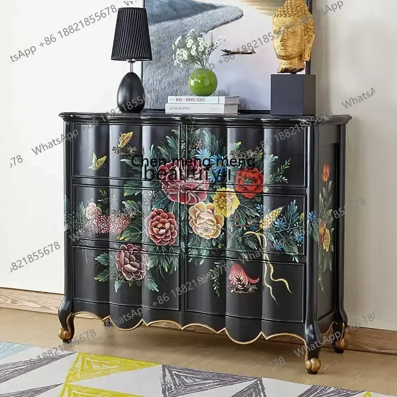 zq1American country entrance cabinet French bedside storage cabinet Bedroom bedside cabinetK182