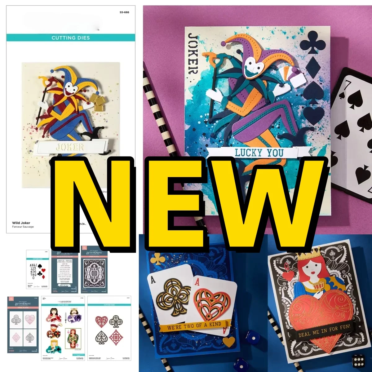 

2025 New Wild Joker Suit Facets Press Plates Cutting Dies for DIY Making Card Scrapbook Paper Craft Supplie Template Decoration