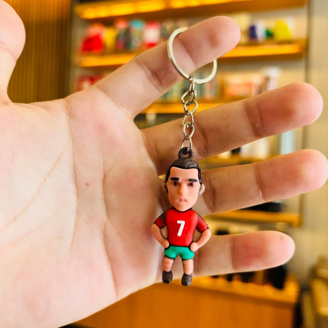 soccer keychain  C Ronaldo Footballer Keychain, Soccer Star Theme Ornament Charms Hanging Decora for Car,Bags,Festi